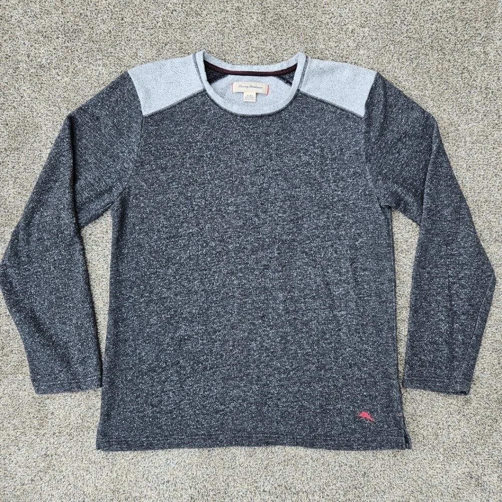 Tommy Bahama Sweater Charcoal Gray Two Tone Pullover Super Soft Men's Size XL